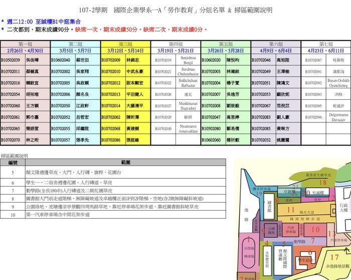 1072勞作教育打掃分組名單圖片